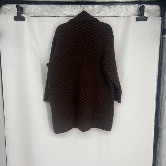 Moth by Anthropologie Paloma Rust Black Chevron Wool Sweater Pea Coat - Picture 3 of 10